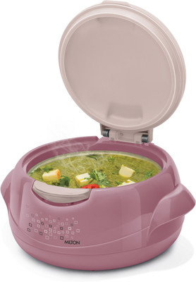 MILTON Microwow One Touch 2500 Inner Steel Casserole with One Touch Lid, 2120 ml, Mauve Cook and Serve Casserole Set(2120 ml)