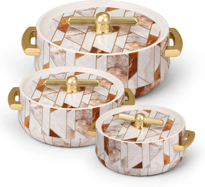 Selvel SELVEL-Elegance Royal Inner Steel Casserole Set of 3 Thermoware Casserole Set(1700 ml, 1200 ml, 600 ml)