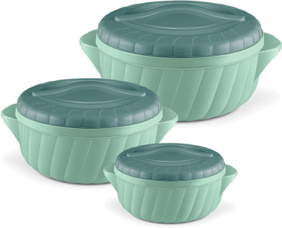 MILTON Flora Jr Set Insulated Inner Steel Casserole 3pc (455ml,750ml & 1.25L)LightGreen Pack of 3 Serve Casserole Set(1250 ml)