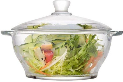 JYOTCREATION Oven and Microwave Safe Glass Serving Casserole Bowl with Glass Lid Cook and Serve Casserole(1000 ml)