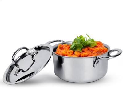 Usha Shriram Triply Stainless Steel Tope with Lid |Handi| 3L | Gas & Induction|20cm Cook and Serve Casserole(3000 ml)