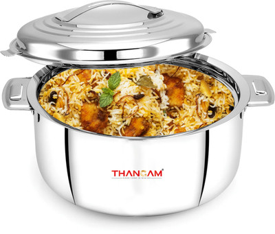 THANGAM Stainless Steel Hot Pot Box 5000ml with Lid for Chapati Meal Roti Rice Big Size Cook and Serve Casserole(5000 ml)
