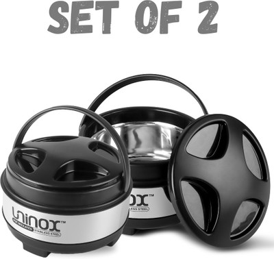UNINOX Set of 2 Casserole Hot Pots 2000ML & 1700ML for Keeping Roti and Chapati Warm Pack of 2 Thermoware Casserole Set(1700 ml, 2000 ml)