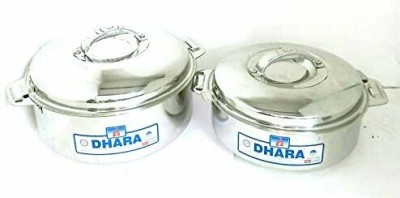 NBM steel Dhara Hot pot/casserole/chapati box 2 pcs serving and hotpot set Pack of 2 Thermoware Casserole Set(2500 ml, 4000 ml)