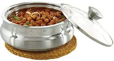 BOROSIL Casserole Serving Bowl Container Insulated Stainless Steel with Steel Lid Thermoware Casserole(1200 ml)