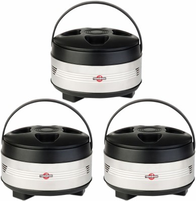 Tara Ware Double Layer Stainless Steel Casserole ideal for Roti & Chapati Pack of 3 Cook and Serve Casserole Set(2500 ml, 3500 ml, 4500 ml)