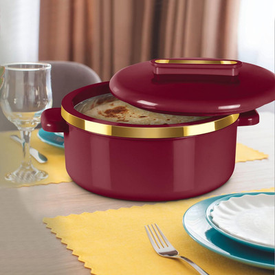 MILTON MILTON Curve Inner Stainless Steel Casserole | Chapati | Roti | Curd Maker Serve Casserole(1500 ml)