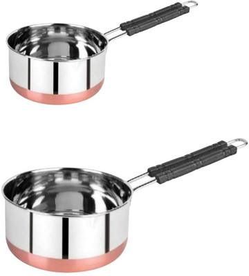 Masox Store Steel Milk Pan Pot, Gas Stove Compatible Sauce Pan with Heat Proof Handle K1 Tawa 25.5 cm diameter(Steel, Non-stick, Induction Bottom)