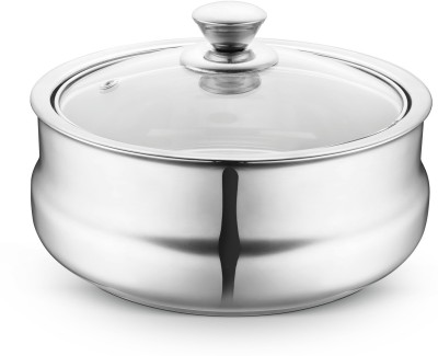 Classic Essentials Stainless Steel Royal Double Wall Insulated Serving Casserole with Glass Lid, Thermoware Casserole(800 ml)