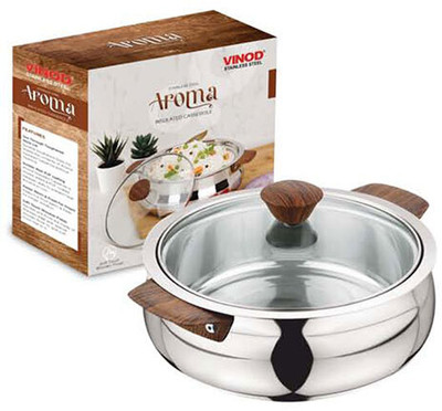 VINOD Aroma Insulated Casserole with Glass Lid - Capacity 1250 ml Cook and Serve Casserole(1250 ml)