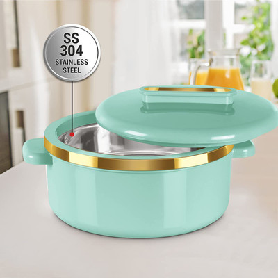 MILTON Curve 2000 Inner Stainless Steel Casserole , Easy to Store, Roti, Curd Maker Serve Casserole(2000 ml)