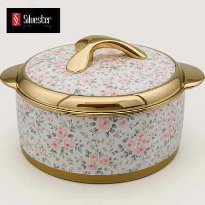 Silvester Designer Flora Insulated Inner Steel 3000 Vegetables/Chapati /Serving/Biryani Serve Casserole(2500 ml)