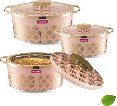 Trueware Florra Fine Inner Steel Thermoware Serving Casserole Pack of 3 Thermoware Casserole Set(750 ml, 1000 ml, 1500 ml)