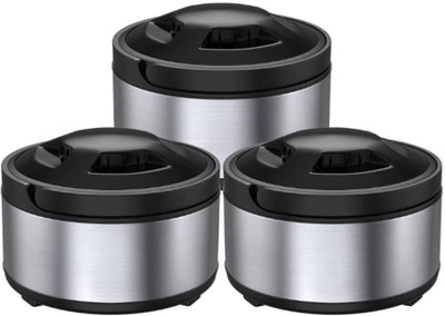 COJORS Double Wall Insulated Pot for Meal Food Curry Chappati Box (2000, 2500, 3500 ML) Pack of 3 Thermoware Casserole Set(2000 ml, 2500 ml, 3500 ml)