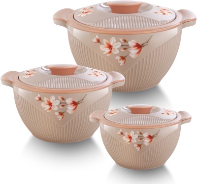 Flipkart SmartBuy Stylo Beige(Cream)Insulated Inner Stainless Steel Chapati/Biryani/Vegitable Pack of 3 Thermoware Casserole Set(900 ml, 1200 ml, 2100 ml)