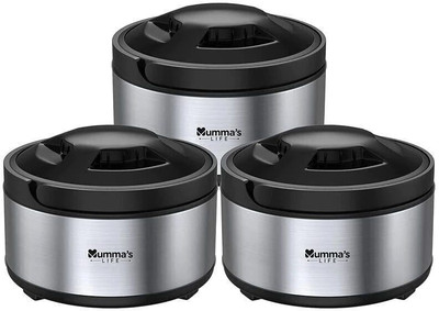 Mumma's LIFE Stainless Steel Pack of 3 Thermoware Casserole Set(2000 ml, 2500 ml, 3500 ml)