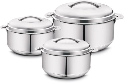 Bajarang Double Wall Stainless Steel Casserole Pack of 3 Cook and Serve Casserole Set(7500 ml)