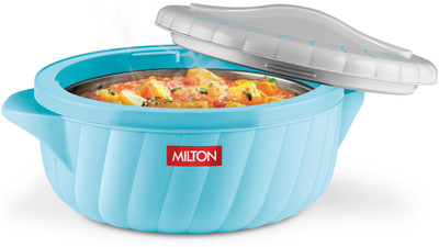 MILTON Flora 1000 Insulated Inner Steel Casserole for Roti, 750ml, Hot Box, Cyan Blue Serve Casserole(750 ml)