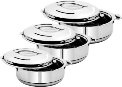 Bola Steel Double Insulated Hot Pot Set of 3 Serve Casserole(1500,2500,3500ml) Serve Casserole Set(7500 ml)