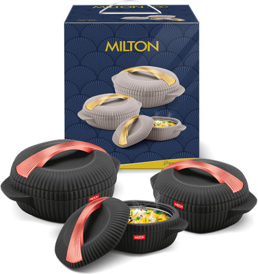MILTON Oyster Jr. Gift Set PU Insulated Inner Steel Casserole (455ml, 860ml, 1275ml) Pack of 3 Serve Casserole(455 ml, 860 ml, 1275 ml)