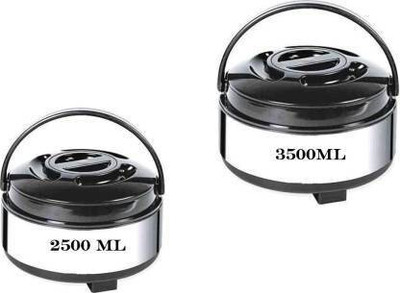 EVER N GREEN Steel Casserole/HotPot,chapati box/chapati container/hot case Casserole Thermoware Casserole Casserole 2500ml & 3500ml Pack of 2 Thermoware Casserole(6000 ml)