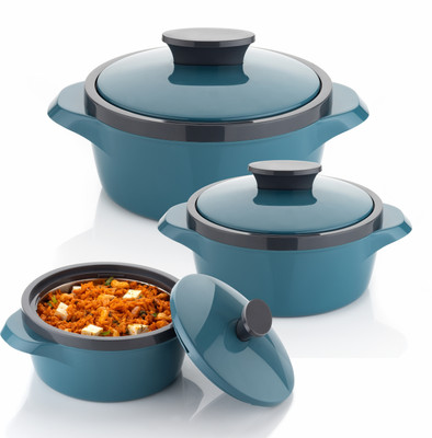 nariya NEW CASSEROLE SET COMES WITH 3 DIFFERENT CAPACITY FOR EVERYDAY USE AT HOME Pack of 3 Thermoware Casserole Set(1750 ml, 1050 ml, 550 ml)