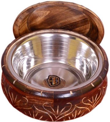 Hubwooden Chapati Box Round Hot Pot Handcrafted Wooden Classic Serving Chapati Serve Casserole(1.5 ml)