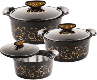 Flipkart SmartBuy Akoya Classic Insulated Inner Stainless Steel Chapati/Biryani/Vegitable Serving Pack of 3 Thermoware Casserole Set(500 ml, 1000 ml, 1500 ml)