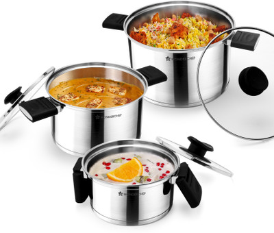 WONDERCHEF Click & Cook Pack of 3 Cook and Serve Casserole Set(6500 ml, 3200 ml, 1000 ml)