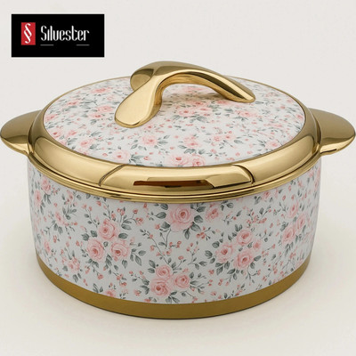 Silvester Designer Flora Insulated Inner Steel 3000 Vegetables/Chapati /Serving/Biryani Serve Casserole(2500 ml)