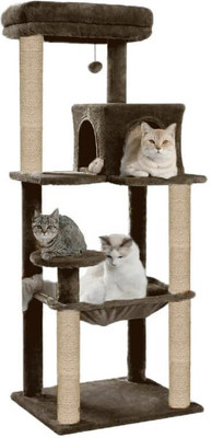 FURRLOVERS Fur Fabric Activity Kitten Condo MULTILEVEL Brown Free Standing Cat Tree