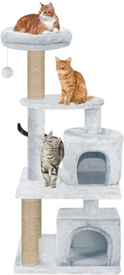 FURRLOVERS Condo Activity Kitten Cat Tree-Top Perch-Multilevel-56(Grey) Free Standing Cat Tree