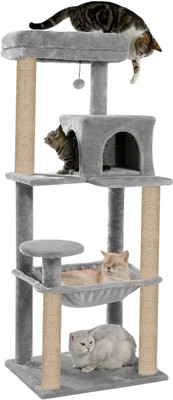 FURRLOVERS Fur Fabric Activity Kitten Condo MULTILEVEL Free Standing Cat Tree
