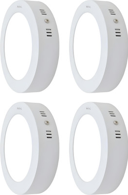 MVL 9 Watt Round Led Surface Down Light White Pack of 4 Ceiling Light Ceiling Lamp(White)
