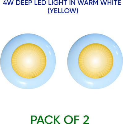 AP Source 4 WATT DEEP LED CONCEALED LIGHT IN WARM WHITE PACK OF 2 Recessed Ceiling Light Ceiling Lamp(Yellow)