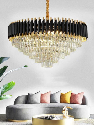 MSM Modern Crystal Ceiling Lamp Pandant Jhumar (Black Gold) Chandelier Ceiling Lamp Chandelier Ceiling Lamp(Multicolor)