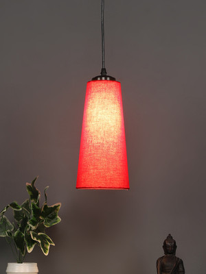 Devansh Red Conical Cotton Hanging Lamp For Home, Office And Living Area Pendant Lamp Ceiling Lamp(Red)