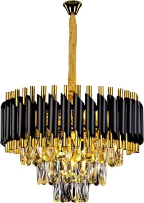 FLOSTON Modern 3-Tier K9 Crystal 400mm Black Gold Light Fixture for Living Room Bedroom Chandelier Ceiling Lamp(Black)