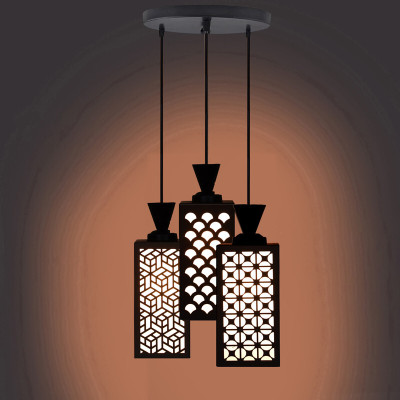 1st Time Wood Pendant Hanging Ceiling Light Lamp Of 3 Lamp Shade For Indoor Lighting Pendant Lamp Ceiling Lamp(Black, White)