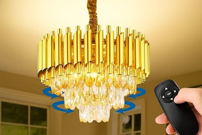 goblet 400mm gold Bluetooth Remote Control Moving Chandelier @2 Chandelier Ceiling Lamp(Gold)