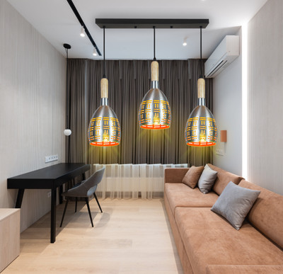 KINIS KIN-SILVER 1201 LINEAR THAALI Cluster Pendant Light/ Cluster Ceiling Light Chandelier Ceiling Lamp(Silver)