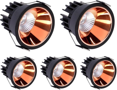 Hybrix LED 12 Watt Optical COB deep Spot down Light, Rose Gold Chrome, WARM WHITE, 5 Cob Light Ceiling Lamp(Black)