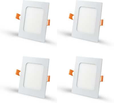 D'Mak 8 Watt Ultra Slim White Led Super Bright Panel Light Square Shape Conceal POP Light (Pack of 04) Recessed Ceiling Light Ceiling Lamp(White)