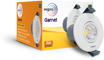 Wipro Garnet 3w mini spotlight, pack of 1 Recessed Ceiling Light Ceiling Lamp(Yellow)