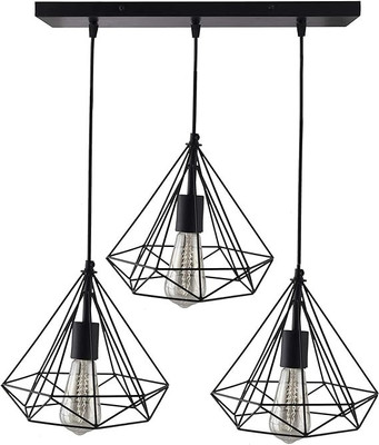 LYMON AREEZO DIAMOND TRIPLE SQUERE PLATE BLACK COLOR WITH BULB PACK OF 1 Pendant Lamp Ceiling Lamp(Black)