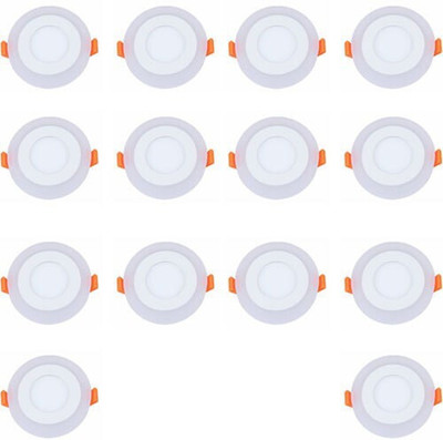 GLAZO 6 Watt LED Round Panel Light Ceiling/POP Down Indoor Light LED With 3D Effect Lighting (Double Color) Pink & White pack of 14 Recessed Ceiling Light Ceiling Lamp(Pink, White)