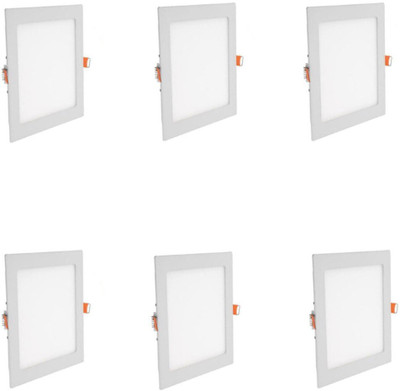 GALAXY 12 watt LED Square Slim Panel Light False Ceiling POP DownLight Indoor Light pack of 6 Recessed Ceiling Lamp(White)