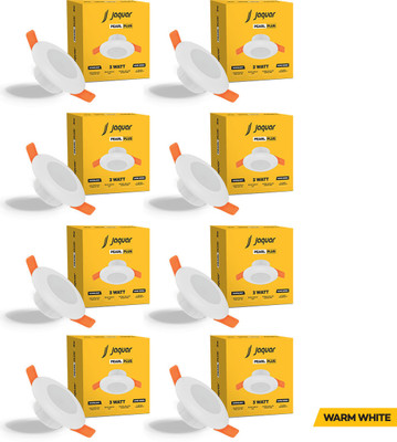Jaquar 3W Pearl Plus Round Downlight - Warm (Pack of 8) Ceiling Light Ceiling Lamp(White)
