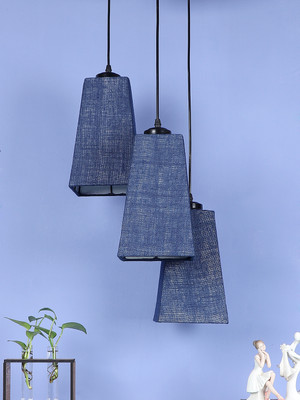 Devansh Devansh Blue Jute Pyramid Cluster Hanging Lamp Pendant Lamp Ceiling Lamp(Blue)