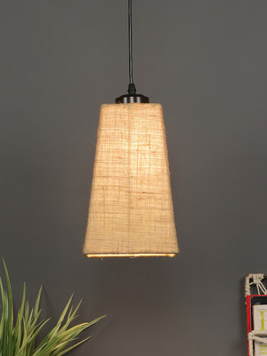 Devansh Beige Jute Pyramid Hanging Lamp For Home, Office And Living Area Pendant Lamp Ceiling Lamp(Beige)